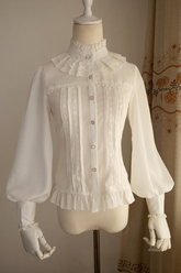 Vintage Princess Stand Collar Long Sleeved Chiffon Lace Lolita Blouse